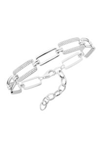 Smart Jewel Damen Armband "rechteckige Glieder, Zirkonia Steine, Silber 925", 20cm, Silber 925 (Sterlingsilber), silber, Silber 925 (Sterlingsilber),
