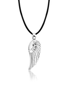 NENALINA Damen Kette mit Anhänger "Engelsflügel-Anhänger Kautschuk Mojo 925 Silber", 42, ohne Stein, Silber 925 (Sterlingsilber), L: 42cm, silber,
