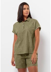 Jack Wolfskin Damen Kurzarmbluse "KARANA SHIRT W", grün, Gr. XL, OBERSTOFF: 55% HANF, 45% BAUMWOLLE, Blusen