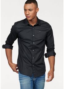 Tommy Jeans Herren Langarmhemd "Sabim Stretch Hemd Shirt", schwarz, casual, Gr. XL, unifarben, Web, Obermaterial: 97% Baumwolle, 3% Elasthan, Hemden,