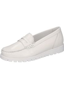 Waldläufer WALDLÄUFER Damen Mokassin "HEGLI", Gr. 6, weiß, Lackleder, glänzend, klassisch, Schuhe, Slipper, Bequemschuh aus Lackleder, in komfortabler