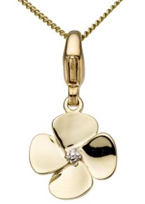 Firetti Damen Charm Blume "Schmuck Geschenk Gold 375 Halskette Charmarmband Gold-Charm Blume", silber, Gelbgold 375, Charms