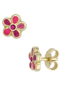 Jobo Damen Paar Ohrstecker "Blume", Gelbgold 333, gold, Gelbgold 333, Ohrringe, 333 Gold mit Glassteinen