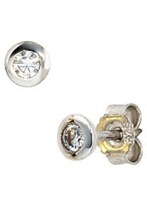 Jobo Damen Paar Ohrstecker, Weißgold 375, weiß, Weißgold 375, Ohrringe, rund 375 Weißgold mit Zirkonia
