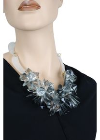 Damen Kette mit Anhänger "Ice", grau, Basic, Collezione Alessandro, Kunstfaser, Halsketten, mit vielen facettierten Perlen in verschiedenen Formen