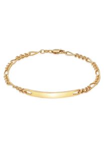 Kuzzoi Herren Armband "Herren ID Platte Figaro Klassisch 925 Silber", 19cm, ohne Stein, Silber 925 (Sterlingsilber), gold, Silber 925