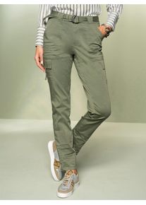 Heine Damen Cargohose, grün, Gr. 48, unifarben, 98% Baumwolle, 2% Elasthan, Hosen