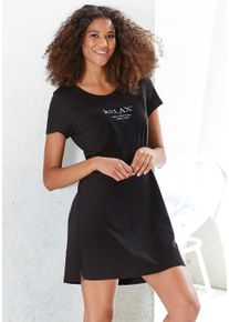 Vivance Dreams Damen Nachthemd, Gr. 36, schwarz, Single Jersey, Obermaterial: 100% Baumwolle, bedruckt, unifarben, klassisch, Kleider, mit