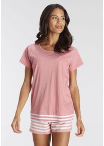 Vivance Dreams Damen Shorty, Gr. 36, rosa, Single Jersey, Obermaterial: 50% Baumwolle, 50% Polyester, Homewear-Sets, mit Streifen-Details