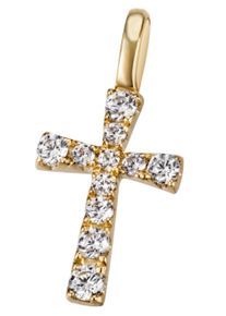 Firetti Damen Kreuz-Anhänger "Schmuck Geschenk Gold 375 Halsschmuck Anhänger Halskette Kreuz", Gelbgold 375, 0,40 g, gold, Gelbgold 375,