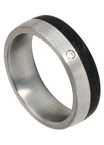 Jobo Damen Diamantring, 56, SI = kleine Einschlüsse, Diamanten-Carbon-Edelstahl, silber, Diamanten, Carbon, Edelstahl, Fingerringe, Edelstahl und
