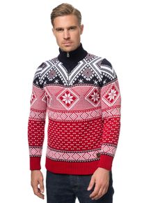 Rusty Neal Herren Strickpullover, rot, casual, Gr. XXL, mehrfarbig, unifarben, 70% Polyacryl, 30% Baumwolle, Pullover, mit winterlichem Muster