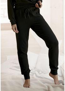 Lascana Damen Loungehose, Gr. 32, schwarz, Strick, Obermaterial: 68% Polyester, 30% Viskose, 2% Elasthan, unifarben, feminin, Hosen, Relaxhose mit