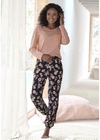 Vivance Dreams Damen Pyjama, Gr. 32, schwarz, Obermaterial: 100% Baumwolle, Basic, Homewear-Sets, mit schönem Naturprint