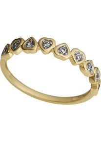 Firetti Damen Fingerring "Schmuck Geschenk Gold 333 Damenring Goldring Herz Bicolor", 16, Gelbgold 333, 1,5mm, gelb, Gelbgold 333, Fingerringe, mit