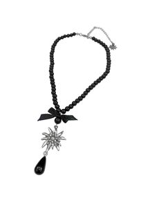 Allgäu Rebell ALLGÄU REBELL Damen Kette mit Anhänger "Sonia", schwarz, Basic, Glas, Halsketten, mit Edelweiß Anhänger