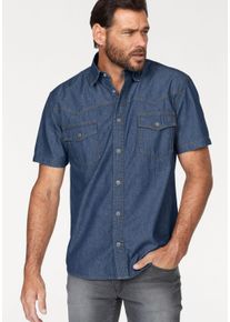 Arizona Herren Jeanshemd, blau, Basic, Gr. 39, unifarben, Jeans, Obermaterial: 100% Baumwolle, Hemden, Kurzarm im Western Stil