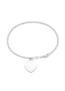 Damen Armband "Kugelkette diamantiert mit Anhänger Herz, Silber 925", 19cm, Silber 925 (Sterlingsilber), silber, Giorgio Martello MILANO, Silber 925