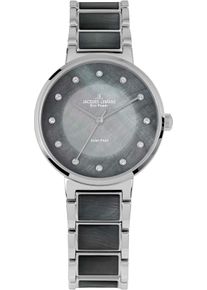 Jacques Lemans Damen Solaruhr "Eco Power, 1-2108A", grau, Armbanduhren, Armbanduhr, Damenuhr, Perlmutt-Zifferblatt, Swarovski-Kristalle