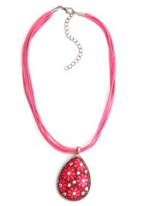 Allgäu Rebell ALLGÄU REBELL Damen Kette mit Anhänger "Henrike", rosa, Basic, PTFE-Kunststoff, Halsketten, mit schimmernden Glassteinen