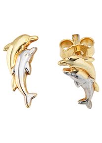 Jobo Damen Paar Ohrstecker "Delfine", Gelbgold 333, gold, Gelbgold 333, Ohrringe, 333 Gold bicolor