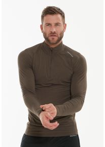 Endurance Herren Langarmshirt "Lyee", braun, casual, Gr. XL, unifarben, 67% Viskose, 28% Wolle, 5% Elasthan, Shirts, mit praktischem Reißverschluss