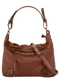 Samantha Look Damen Shopper, braun, Leder, unifarben, leicht glänzend, Taschen, echt Leder, Made in Italy