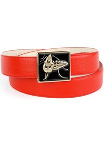 Anthoni Crown Damen Ledergürtel, rot, Gr. 100, unifarben, Leder, Gürtel, mit handgefertigter Glasur-Schließe, Bicolor-Optik
