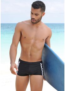 Chiemsee Herren Boxer-Badehose, schwarz, Gr. 4, kontrastfarbene Details, Polyamid, Badehosen, mit modischen Kontrastpaspelierungen