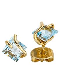 Jobo Damen Paar Ohrstecker, Gelbgold 375, gelb, Gelbgold 375, Ohrringe, 375 Gold mit Edeltopas
