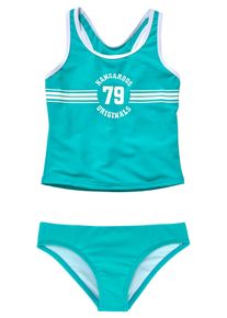 Kangaroos Kinder Tankini "Sporty", blau, Gr. 122, unifarben, kontrastfarbene Details, Polyamid, Bikini-Sets, mit sportlichem Frontdruck