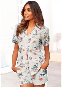 Vivance Dreams Damen Shorty, Gr. 32, beige, Single Jersey, Obermaterial: 60% Baumwolle, 40% Polyester, geblümt, feminin, Homewear-Sets, mit Allover