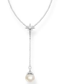 Thomas Sabo Damen Kette mit Anhänger "Perle mit Stern silber, KE1986-167-14-L45V", 45, Silber 925 (Sterlingsilber)-Perlen, bunt, Silber 925
