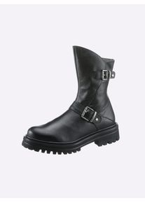 Heine Damen Stiefel, Gr. 41, schwarz, Leder, Glattleder, modisch, Schuhe