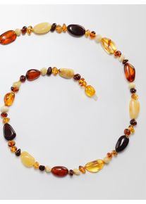 Lady Damen Perlenkette, 60 + 7 Verläng., Glas, braun, Glas, Halsketten