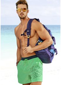 Kangaroos Herren Badeshorts "Adams", grün, Gr. S, kontrastfarbene Details, Microfaser, Badehosen, mit großem Logoschriftzug