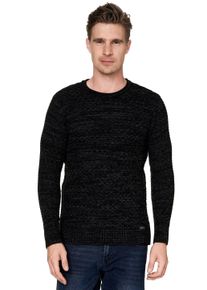 Rusty Neal Herren Strickpullover, schwarz, casual, Gr. XL, unifarben, 70% Polyacryl, 30% Baumwolle, Pullover, im melierten Design