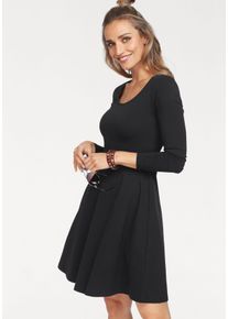 Aniston CASUAL Damen Jerseykleid, schwarz, modisch, Gr. 36, unifarben, Single Jersey, Obermaterial: 95% Baumwolle, 5% Elasthan, Kleider, mit