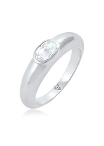 Elli Damen Fingerring "Bandring Zirkonia Oval Solitär 925 Sterling Silber", 52mm,mit Steinen, Silber 925 (Sterlingsilber), silber, Silber 925