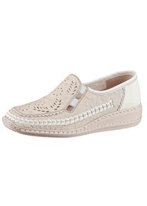 Rieker Damen Slipper, Gr. 37, beige, Glattleder, sportlich, Schuhe