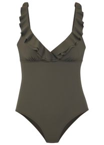 JETTE Damen Badeanzug, grün, Gr. 38, Polyamid, Badeanzüge, mit eleganter Rüsche und Shaping-Effekt