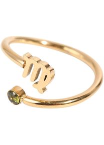 Firetti Damen Fingerring "Schmuck Geschenk Damenring Sternzeichen", 5,00 g, Jungfrau, Edelstahl, 1,2mm, grün, Edelstahl, Fingerringe, Made in Germany