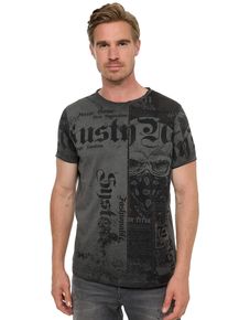Rusty Neal Herren T-Shirt, grau, Gr. XXXL, bedruckt, 100% Baumwolle, Shirts, mit Allover-Print im Used-Look