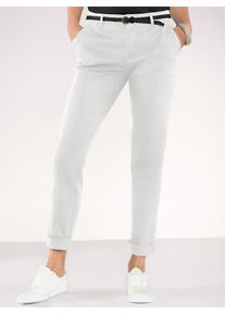 Inspirationen Damen Boyfriend-Hose, weiß, Gr. 40, unifarben, 96% Baumwolle, 4% Elasthan, Hosen