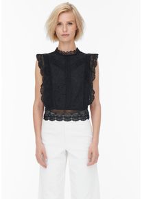 Only Damen Spitzenshirt "ONLKARO S/L LACE TOP NOOS WVN", schwarz, feminin, Gr. XL, unifarben, Web, Obermaterial: 44% Nylon, 37% Baumwolle, 17%