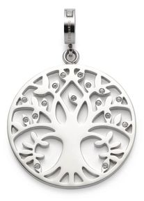 Leonardo Damen Charm-Einhänger "Lebensbaum, Amita Clip&Mix, 018759", silber, Edelstahl, Charms, mit Kristallglas