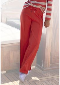 H.I.S. H.I.S Damen Relaxhose, Gr. 32, rot, Interlock, Obermaterial: 60% Baumwolle, 40% Polyester, unifarben, Basic, Hosen, im maritimen Stil, Loungeanzug