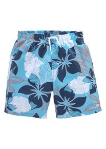 Kangaroos Kinder Badeshorts "Moloka Kids", blau, Gr. 146, floral, Microfaser, Polyester, Badehosen, mit Hawaiiprint