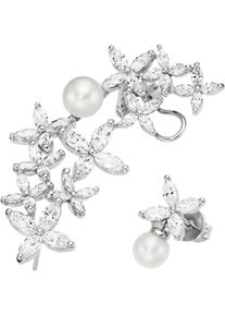 Firetti Damen Single-Ohrstecker mit Ohrklemme "Schmuck Geschenk Silber 925 Ohrschmuck Ohrringe Ear Climber Blüten", Silber 925