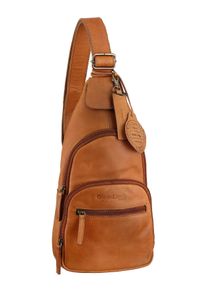 Cityrucksack, GreenLand Nature, braun, Rindsleder, unifarben, casual, Rucksäcke, mit Karabiner am Schulterriemen zur individuellen Befestigung